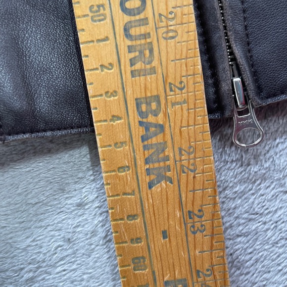 WORTH Women Genuine Leather Vest Moto Distressed Worn Luxury Soft Zip Sz 8 Brown - Picture 6 of 11